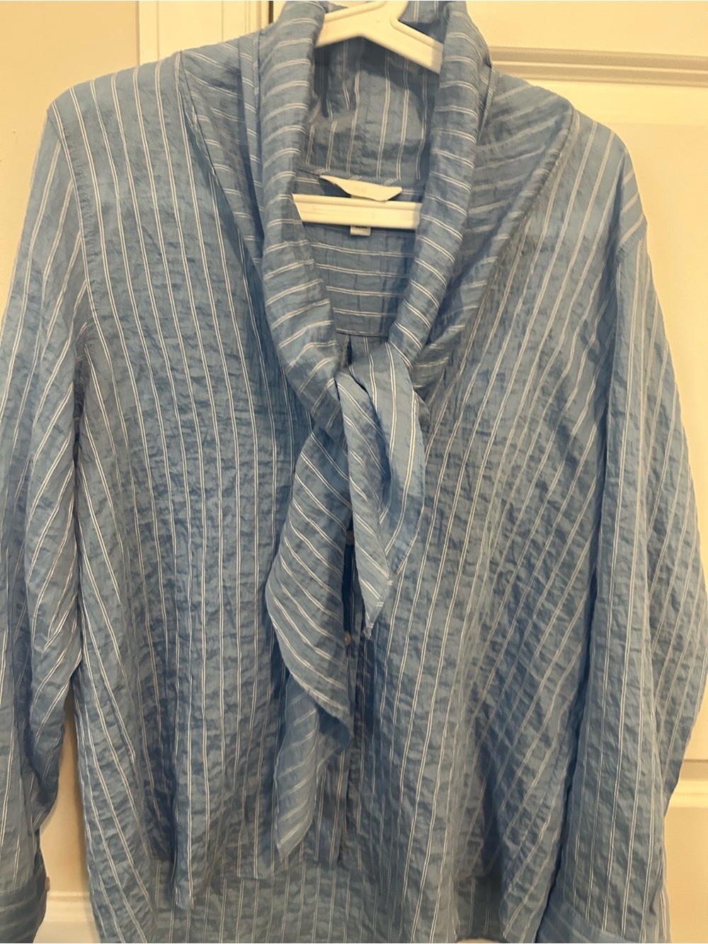 H&M Blue Striped Tie-Neck Scarf Shirt Blouse S NWOT